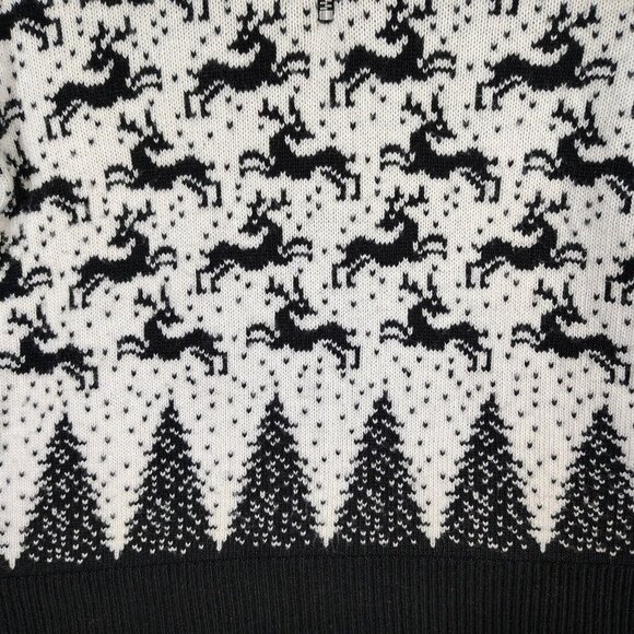 Loft Sweater Women XS Ivory Reindeer Wool Blend 1/4 Zip Balloon Sleeve Christmas - Picture 4 of 13